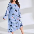 thumbnail image 1 of Blczomt Graphic Womens Holiday Dresses 2025 Midi Long Sleeve Casual Blue Dress Crew Neck Soft Plus Size Dress, 1 of 5