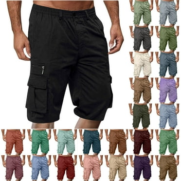 Blczomt Gray Cargo Shorts for Men Relaxed Fit Elastic Waist Pocket Work Shorts M