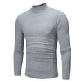 thumbnail image 1 of Blczomt Gray Mens Shirts Long Sleeve Solid Muscle Slim Turtleneck Bottoming Shirt Xl, 1 of 5
