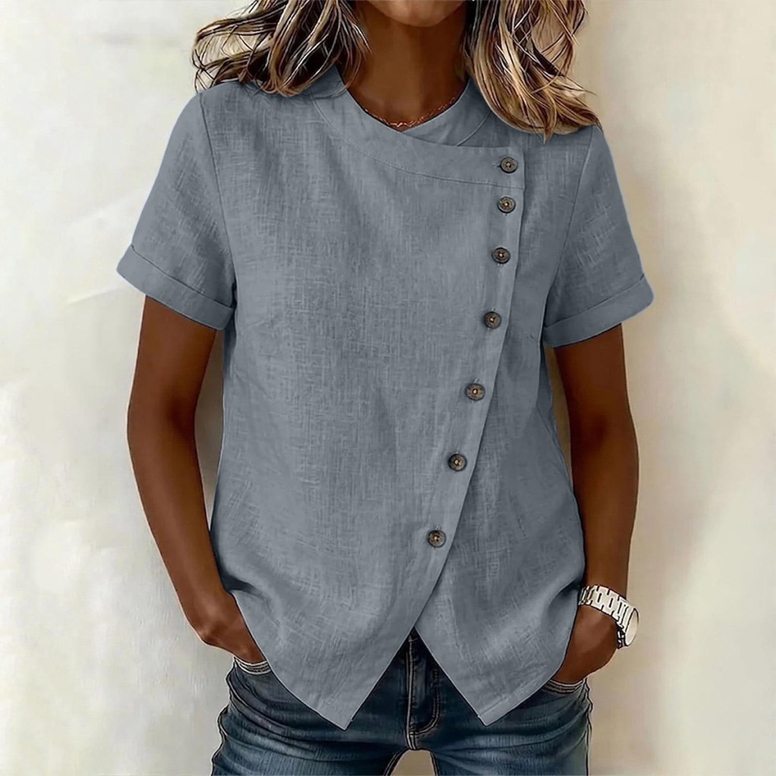 Blczomt Gray Women Tops Under $10 2026 Cute Tee Summer Lightweight ...