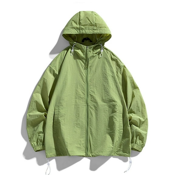 Blczomt Green Jacket for Men Zip Up Windbreaker Jacket Lightweight Plain Hooded Mens Coats Big and Tall XXL