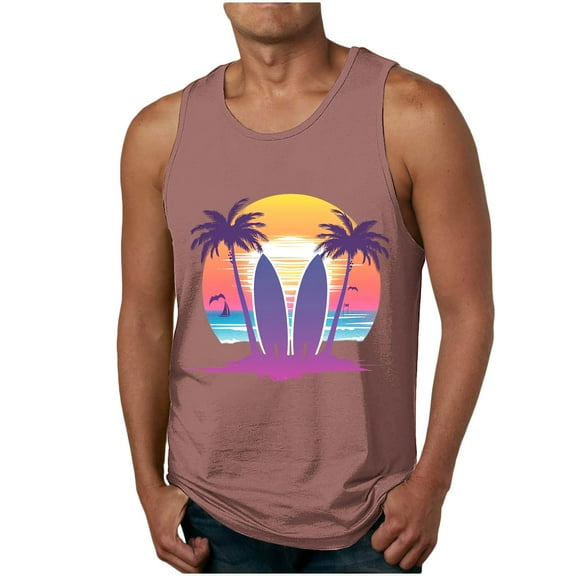 Blczomt Gym Men Tank Tops Sleeveless Tees Graphic Muscle Pink Workout Beach Tank Tops
