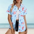 thumbnail image 1 of Blczomt Hawaiian Womens Spring Tops Button Down 4th of July Shirt Casual Trendy Blue Independence Day Blouses Women, 1 of 5