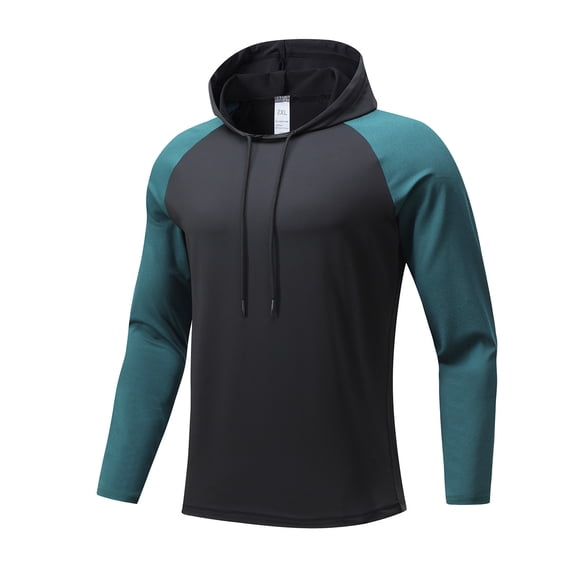Blczomt Hoodies for Men Casual Workout Pullover Long Sleeve Color Block Black Mens Clothing