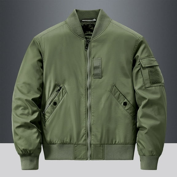 Blczomt Jacket for Men Big and Tall Zip Up Windbreaker Green Jacket Heavy Thicken Warm Men's Winter Coats XXL