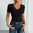 thumbnail image 1 of Blczomt Lace Womens Tops Plus Size Trendy Sexy Shirt Short Sleeve Slim Fit Black 2025 Womens Summer Blouses, 1 of 8