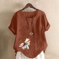 thumbnail image 1 of Blczomt Ladies Tops and Blouses Dressy Brown Trendy Blouse Short Sleeve 2026 Summer Shirts for Women,XL, 1 of 5