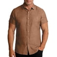 thumbnail image 1 of Blczomt Linen Big and Tall T Shirts for Men Yellow Button Up Soft Short Sleeve T Shirts Button Down Tees Men, 1 of 8