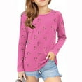 thumbnail image 1 of Blczomt Long Sleeve Girls' Shirt Heart Casual T Shirts Cute Loose Crew Neck Pink Pullover Girls T Shirts, 1 of 5