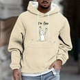 thumbnail image 1 of Blczomt Long Sleeve Men's Hoodie Sweatshirt Pullover Hoodies Trendy Beige Crew Neck Winter Clothes, 1 of 5