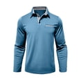 thumbnail image 1 of Blczomt Long Sleeve Polos for Men Blue Polo Collared Dress Shirt Plain Soft Clothes Men, 1 of 5