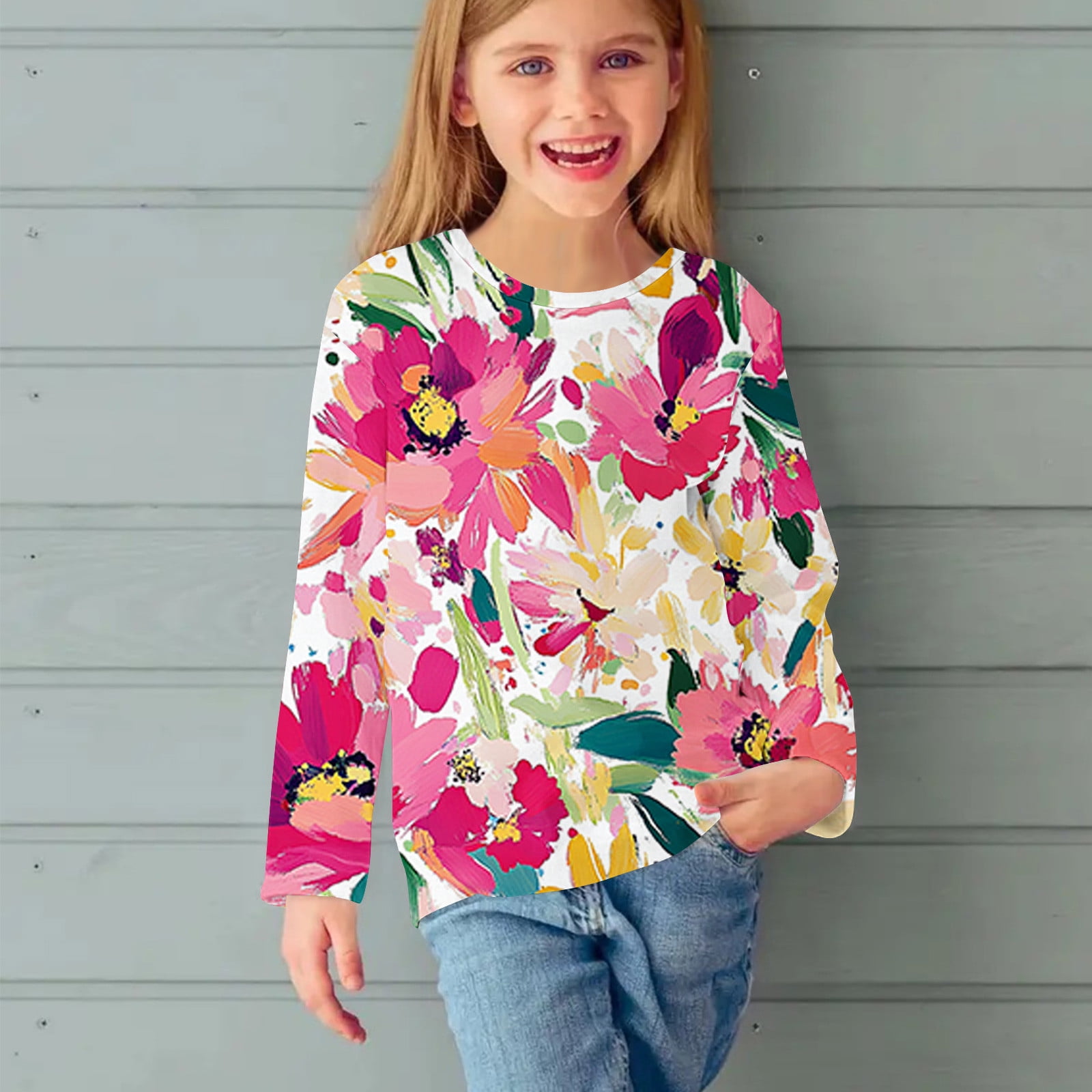 Blczomt Long Sleeve Shirt Girls Graphic Cute T Shirts Spring Casual ...