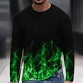 thumbnail image 1 of Blczomt Long Sleeve T Shirts for Men Green Graphic Crew Neck Flame T Shirt L, 1 of 5