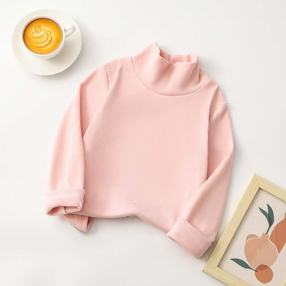 Blczomt Long Sleeve Toddler Girl Shirts Cute Knitting Cotton T Shirt Ruffle Warm Solid Crew Neck Pink Girls Tshirts