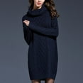 thumbnail image 1 of Blczomt Long Sleeve Womens Dresses 2025 Mini Plain Blue Sweater Dress Casual Knit Turtleneck Dress, 1 of 8