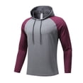 thumbnail image 1 of Blczomt Men Hoodie Casual Workout Pullover Red Color Block Long Sleeve Men's Fashion, 1 of 3
