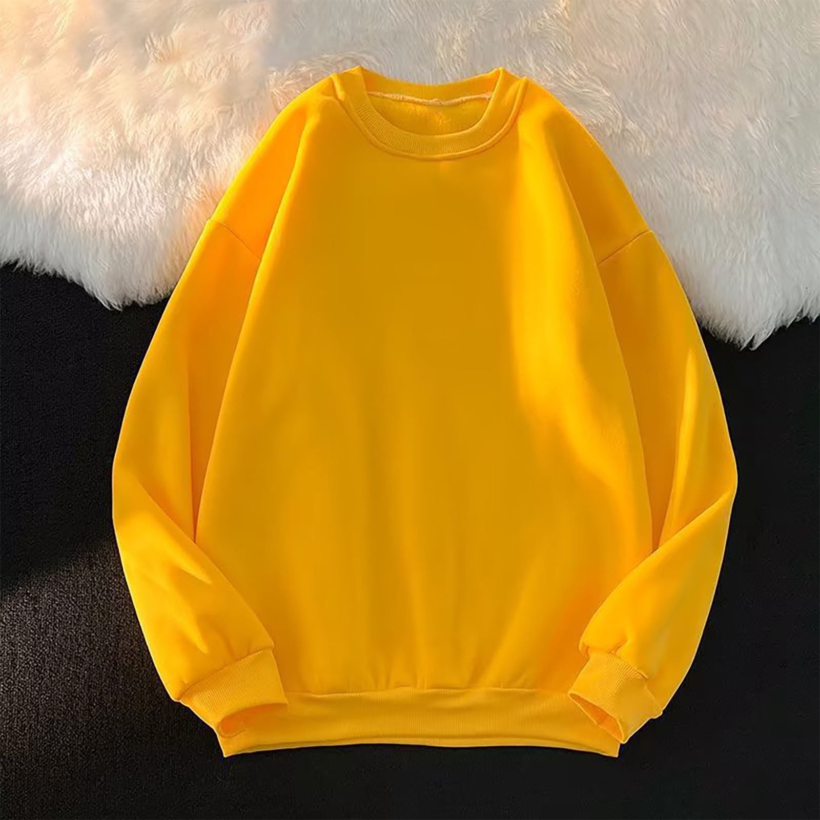 Men's Yellow Abstract Printed Cotton Pullover Sweatshirt