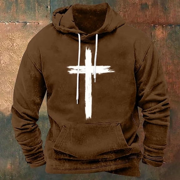 Blczomt Men's Hoodie Graphic Pullover Hoodies 2025 Long Sleeve Brown Trendy Mens Fashion