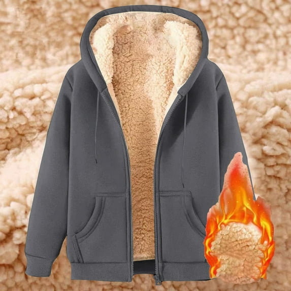 Blczomt Men's Hoodie Zip Up Plain Fleece Jacket Warm Hooded Gray Winter Mens Clothes