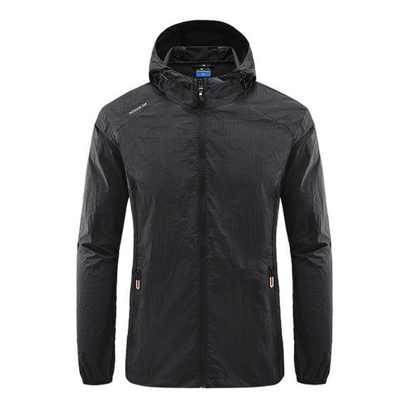 Blczomt Men's Jackets for Fall and Winter Black Full Zip Windbreaker Jacket Lightweight Waterproof Casual Hooded Men's Coat XXXXXL