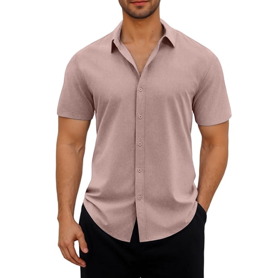 Blczomt Men's Shirts Collared Button-Up Plain Shirt Yellow Button Down Casual Summer Beach Clothes