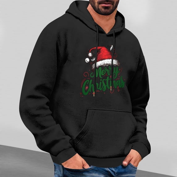 Blczomt Men's Sweatshirts Christmas Hoodies Trendy 2025 Black Pullover Men's Clothing