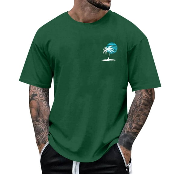 Blczomt Mens Big and Tall T Shirts Short Sleeve Crew Neck Summer Beach T Shirts Loose 2025 Green Casual Shirts Men