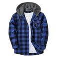 thumbnail image 1 of Blczomt Mens Button Up Shirt Big and Tall Long Sleeve Hooded Button down Shirt Plaid Pocket Mens Clothes Trendy, 1 of 3
