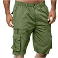 thumbnail image 1 of Blczomt Mens Casual Shorts Work Relaxed Fit Hiking Green Knee Length Cargo Elastic Waist Men's Shorts, 1 of 6