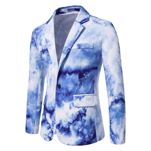 Blczomt Mens Jacket Under $15 Blue Suit Blazer Single Breasted Dressy Tie Dye Mens Big and Tall Winter Coats XXL
