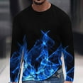 thumbnail image 1 of Blczomt Mens Shirts Blue Long Sleeve Flame Crew Neck Graphic T Shirt 4xl, 1 of 1