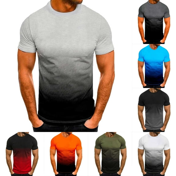 Muscularfit Mens Shirts Gray Short Sleeve Crew Neck Gradient T Shirt 2xl