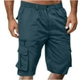 thumbnail image 1 of Blczomt Mens Shorts,Men Casual Solid Knee Length Cargo Pants with Pocket Straight Button Zipper Shorts, 1 of 5