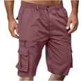 thumbnail image 1 of Blczomt Mens Shorts,Men Casual Solid Knee Length Cargo Pants with Pocket Straight Button Zipper Shorts, 1 of 5