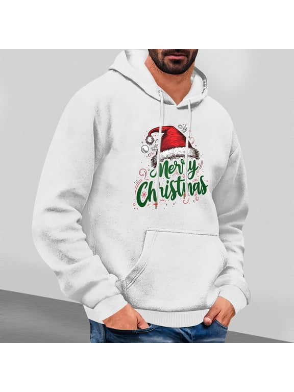 Mens Sweatshirt Christmas Hoodies 2025 Pullover Trendy White Mens Fashion