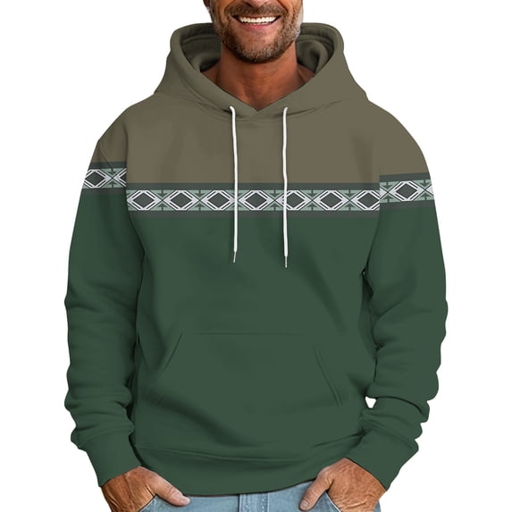 Blczomt Mens Sweatshirt Hoodie Pullover Western Sweatshirt Aztec Long Sleeve Green Winter Mens Clothes