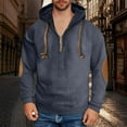 thumbnail image 1 of Blczomt Mens Sweatshirts Pullover Corduroy Hoodie Blue Fall Winter Casual Half Zip Men's Clothing,L, 1 of 6