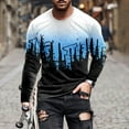 thumbnail image 1 of Blczomt Mens T-Shirts Trendy Casual Blue Long Sleeve Crew Neck Graphic T Shirts Xl, 1 of 3