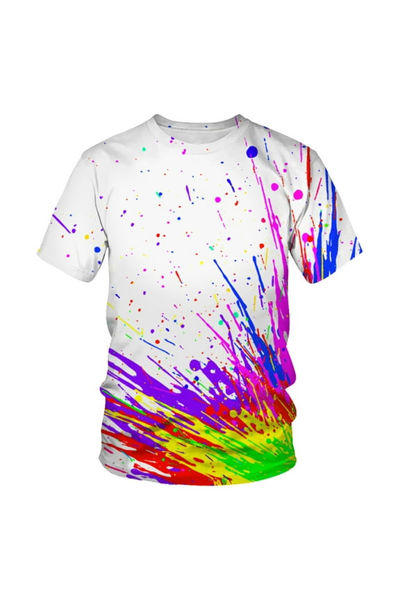 Blczomt Mens T-Shirts Trendy Casual Purple Short Sleeve Crew Neck Tie Dye T Shirt Xl