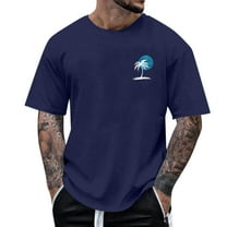 Blczomt Mens T Shirts Crew Neck Short Sleeve Summer Beach T Shirts Loose Casual 2025 Blue Mens Tshirts