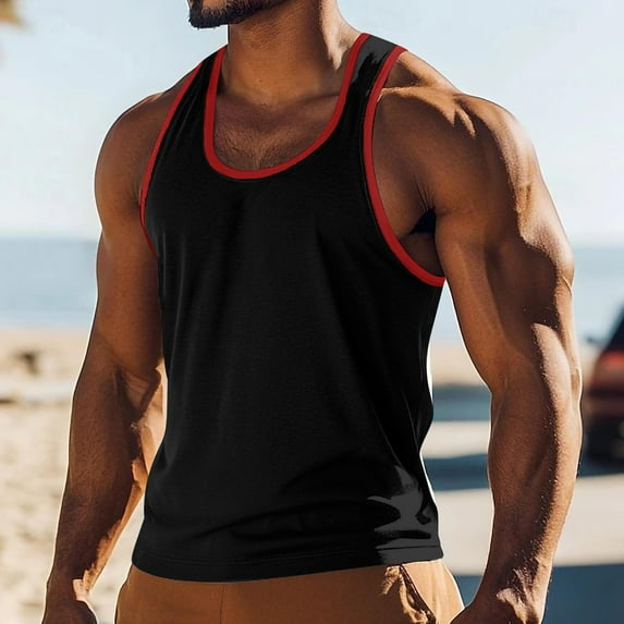 Blczomt Mens Tank Top Summer Athletic Workout Undershirt Tanks Muscle Black Sleeveless Mens Shirt