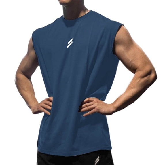 Blczomt Mens Tank Tops Muscle Tank Workout Shirts Blue Athletic Sleeveless Round Neck Men Tops