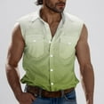 thumbnail image 1 of Blczomt Mens Tank Tops Clearance Sale Shirt Sleeveless Button Down Tops Beach Vacation Green Gradient Collared Tank Tops, 1 of 5
