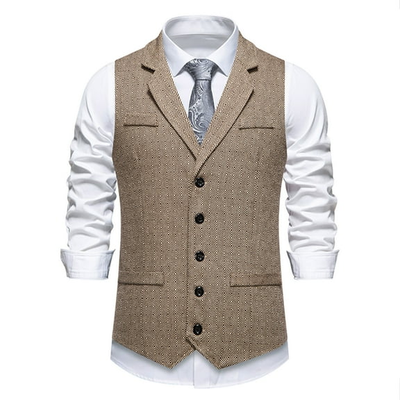 Blczomt Mens Tanks for Summer Wool Dress Suit Vest Formal Waistcoat Yellow Slim Fit Mens Clohting