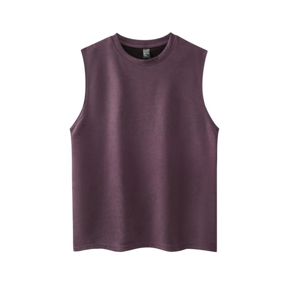 Blczomt Mens Tops Casual Plain Sleeveless Shirts Purple Workout Summer Crew Neck Tank Shirts