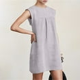 thumbnail image 1 of Blczomt Mini Women's Dresses Casual Cotton Linen Tank Dress Cap Sleeve Gray Soft Summer Women Fashion, 1 of 6