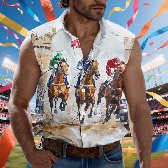 Blczomt Muscle Shirts for Men Casual Graphic Tank Tops Sleeveless Button Down Tank Top