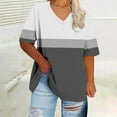 thumbnail image 1 of Blczomt Oversized Womens Tops Plus Size Color Block Shirts Gray Loose Crew Neck Womens Shirts, 1 of 4