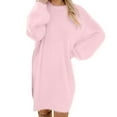 thumbnail image 1 of Blczomt Pink Holiday Dresses for Women Mini Long Sleeve Casual Dress Crew Neck Loose Fit Fuzzy Plain Dresses, 1 of 6