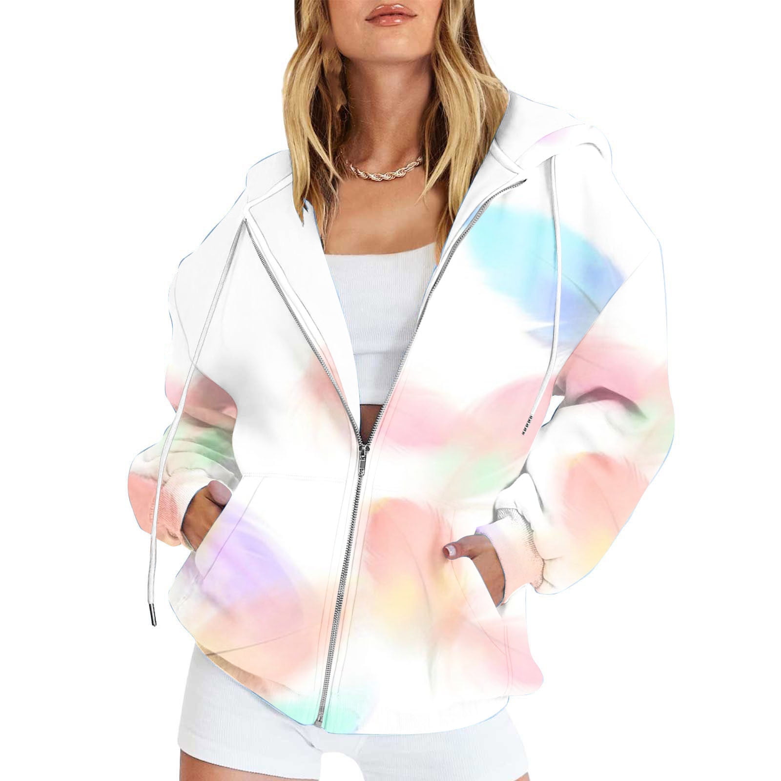 Pink tie dye hoodie zip up shop